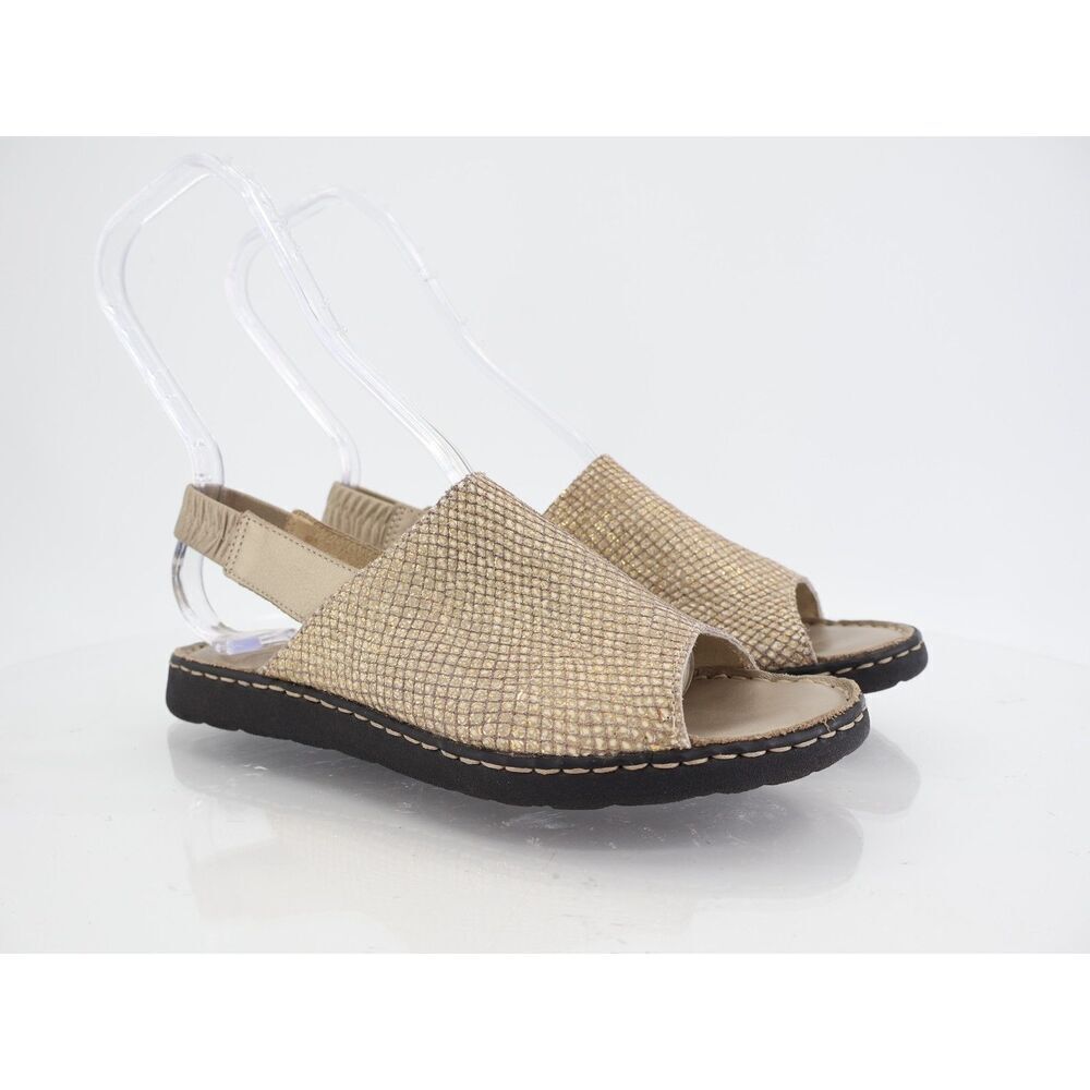 La Plume Asbury Sandals Women's Size 37 6 Gold Leather Slingback Shoes